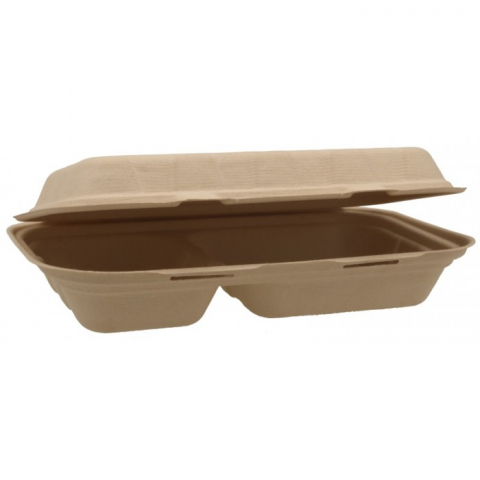 Caserole - Caserola Bio Meniu Mare, 2 Compartimente, Natur, 240 x 147 x 60 mm/ 50 set/ 10 bax