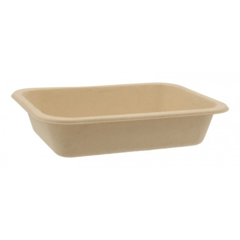 Articole Termo-Sudare - Caserola BIO Termosudabila 1 Compartiment 600 CC, Kraft natur, 187 x 137 x 40 mm/ 300 bax