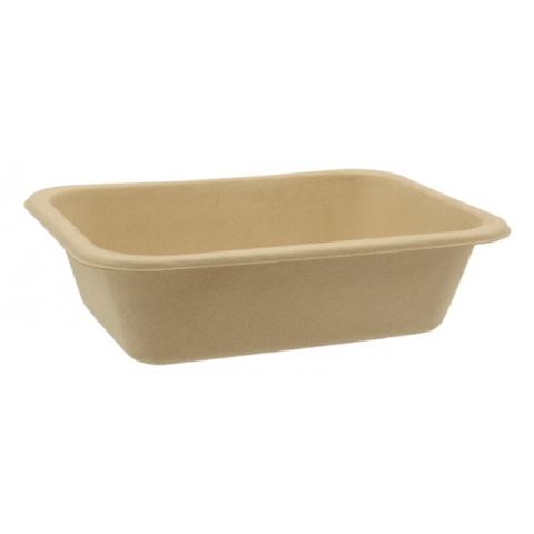 Articole Termo-Sudare - Caserola BIO Termosudabila 1 Compartiment 800 CC, Kraft natur, 187 x 137 x 50 mm/ 300 bax