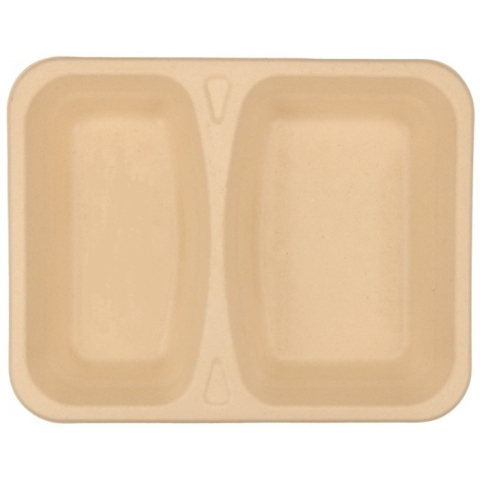 Caserola BIO Termosudabila 2 Compartimente, Kraft natur, 227 x 178 x 45 mm/ 300 bax [3]