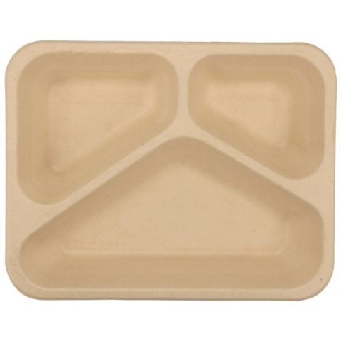 Caserola BIO Termosudabila 3 Compartimente, Kraft natur, 227 x 178 x 45 mm/ 300 bax [3]