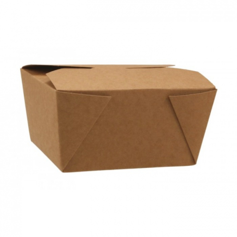 Articole din Carton Kraft Natur - Caserola Cu 4 Clapete 600 CC, Natur, 130 x 105 x 64 mm/ 50 set/ 4 bax