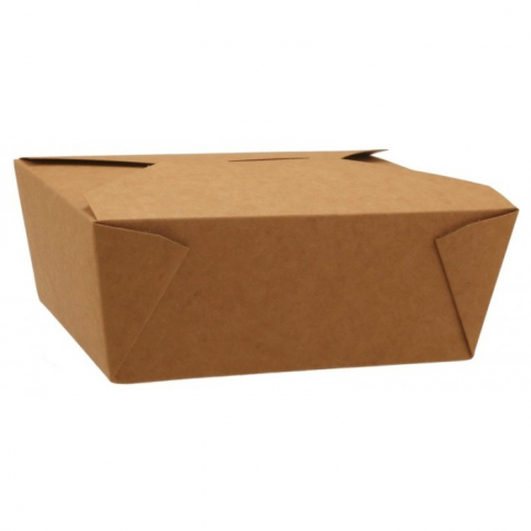 Articole din Carton Kraft Natur - Caserola Cu 4 Clapete 900 CC, Natur, 175 x 140 x 63 mm/ 50 set/ 4 bax