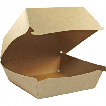 Articole din Carton Kraft Natur - Caserola Burger Mediu, Natur, 120 x 120 x 85 mm/ 100 set/ 4 bax