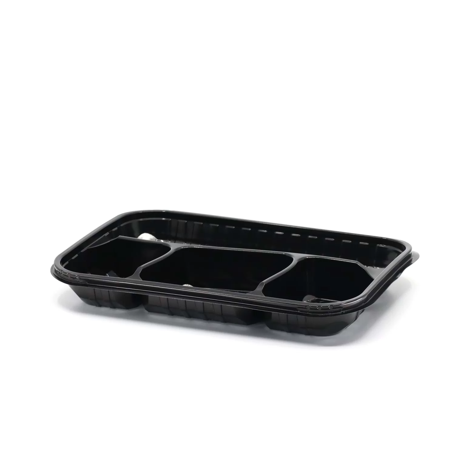 Caserola PP Neagra cu Capac Transparent, 4 compartimente, 280X195X45+15mm/ 75 bax [1]