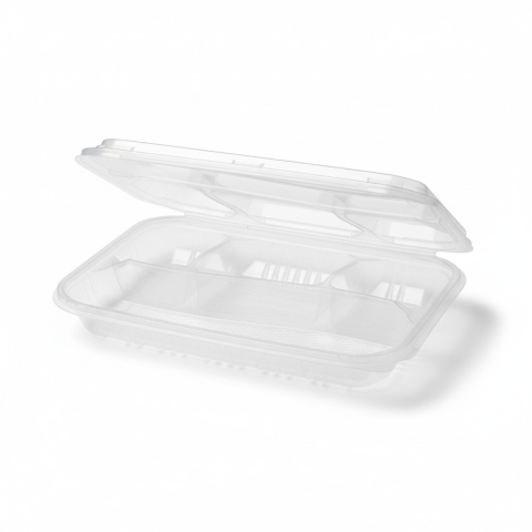 Ambalaje si Consumabile - Caserola PP cu Capac, Transparenta, 4 compartimente, 280X195X45+15mm/ 75 bax