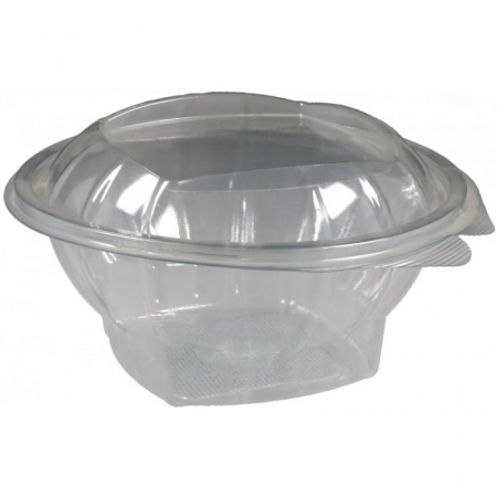 Articole din Plastic PET - Caserole Rotunda cu Capac atasat 1500 CC, Transparent, D190 x H100 mm/ 100 set/ 3 bax