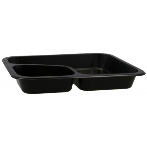 Articole Termo-Sudare - Caserola Termosudabila 2 Compartimente, Colt, Neagra, 227 x 178 x 30 mm/ 600 bax