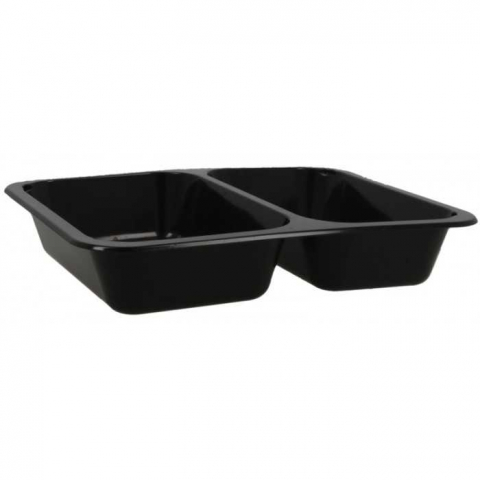Articole Termo-Sudare - Caserola Termosudabila 2 Compartimente, Neagra, 227 x 178 x 45 mm/ 200 bax
