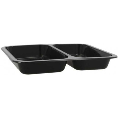 Articole Termo-Sudare - Caserola Termosudabila 2 Compartimente, Neagra, 227 x 178 x 30 mm/ 700 bax
