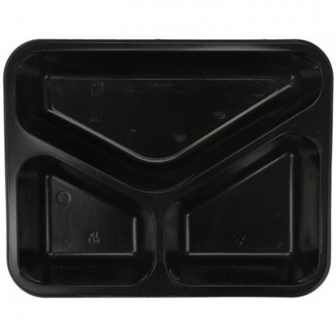 Caserola Termosudabila 3 Compartimente, Neagra, 227 x 178 x 50 mm/ 200 bax [4]