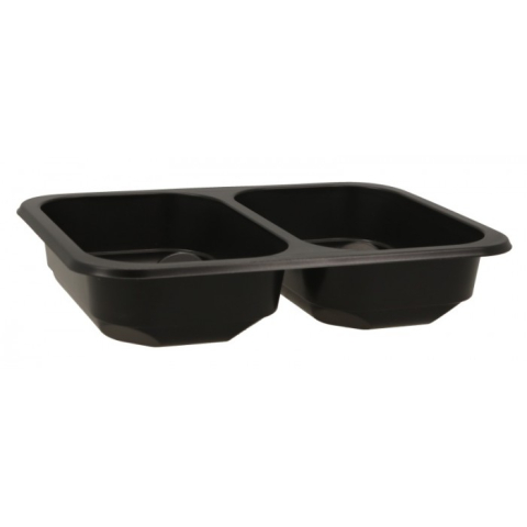 Articole Termo-Sudare - Caserola Termosudabila, 2 Compartimente, Neagra, 187 x 137 x 36 mm/ 600 bax