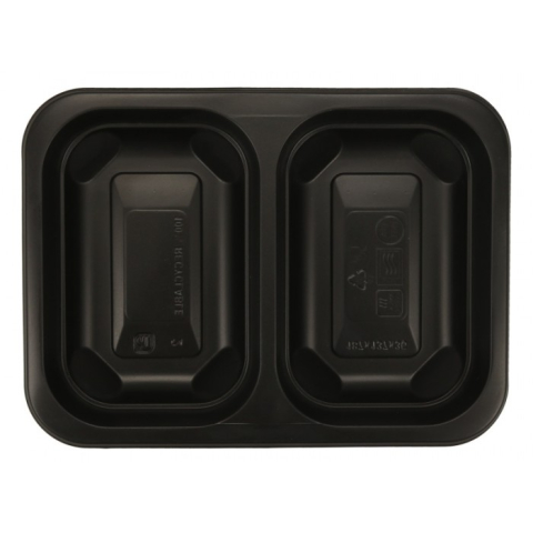 Caserola Termosudabila, 2 Compartimente, Neagra, 187 x 137 x 36 mm/ 600 bax [3]