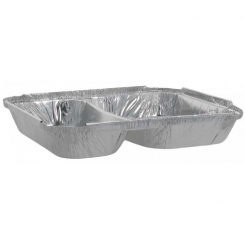 Articole din Aluminiu - Caserole Aluminiu Dreptunghiulare 2 Comp. 350 CC+ 480 CC, 227 x 177 x 30 mm/ 100 set/ 10 bax