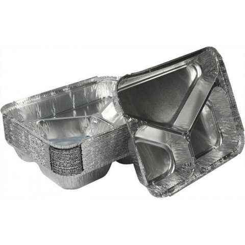 Caserole Aluminiu Dreptunghiulare 3 Comp. 220 CC+ 160 CC + 380 CC, 227 x 177 x 30 mm/ 100 set/ 10 bax [1]
