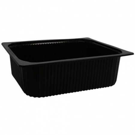 Articole din Plastic PP - Caserole Dreptunghiulara 1000 ml, Neagra, 180 x 132 x 65 mm/ 50 set/ 12 bax