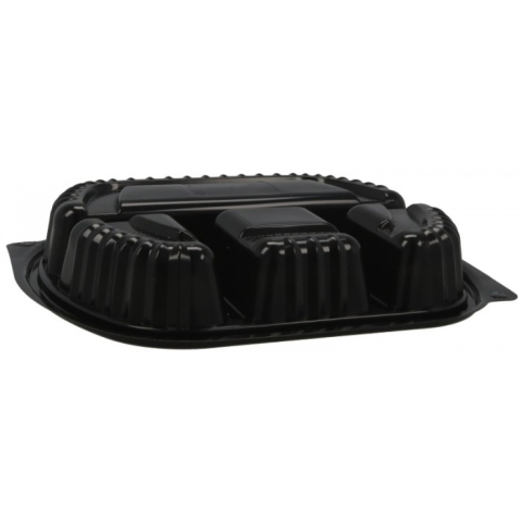 Caserola Ovala Neagra cu Capac 4COMP 240X205mm/ 250 bax [2]