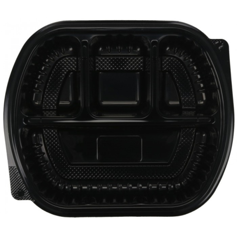 Caserola Ovala Neagra cu Capac 4COMP 240X205mm/ 250 bax [3]