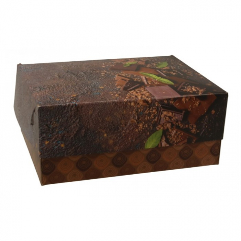 Cutii Prajituri - Cutie Carton + Aur Choco, Maro, 190 x 145 x 80 mm/ 123 set/ 1 bax