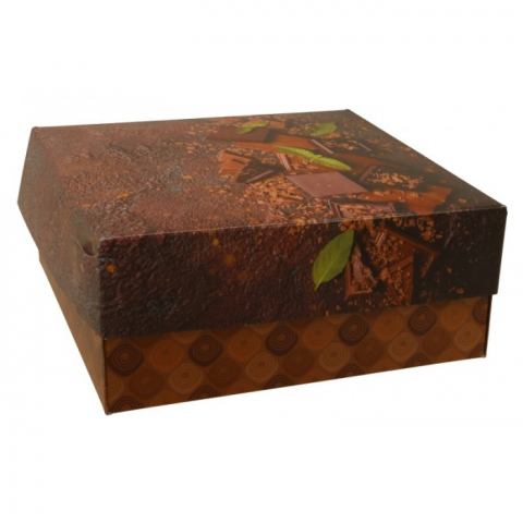 Cutii Prajituri - Cutie Carton + Aur Choco, Maro, 190 x 190 x 80 mm/ 107 set/ 1 bax