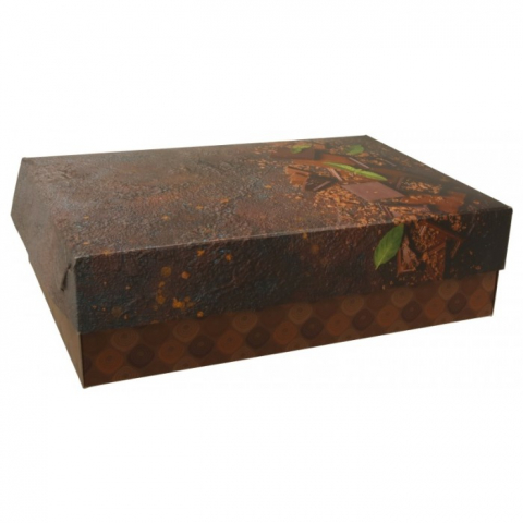 Cutii Prajituri - Cutie Carton + Aur Choco, Maro, 280 x 200 x 80 mm/ 82 set/ 1 bax