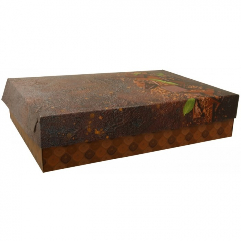 Cutii Prajituri - Cutie Carton + Aur Choco, Maro, 350 x 250 x 80 mm/ 62 set/ 1 bax