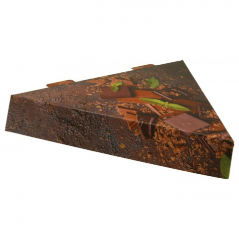 Cutii Prajituri - Triunghi Carton + Aur Clatite Choco, Maro, 250 x 40 mm/ 185 set/ 1 bax