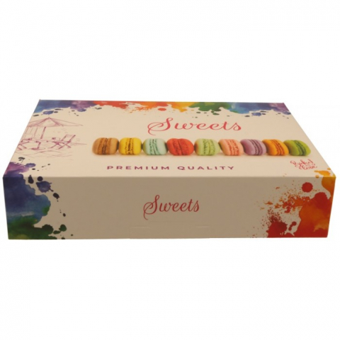 Cutii Prajituri - Cutie Carton Ca Sweets, Alb + desen, 280 x 200 x 60 mm/ 25 set/ 6 bax