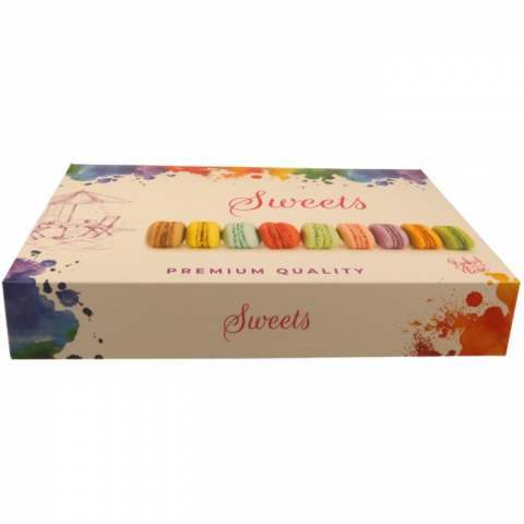 Cutii Prajituri - Cutie Carton Ca Sweets, Alb + desen, 350 x 250 x 60 mm/ 25 set/ 4 bax