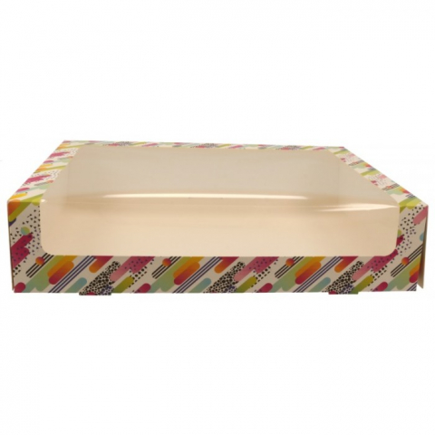 Cutii Prajituri cu Fereastra - Cutie Carton + FTL, Art line, 350  x  250  x  80 mm/ 25 set/ 4 ba x 