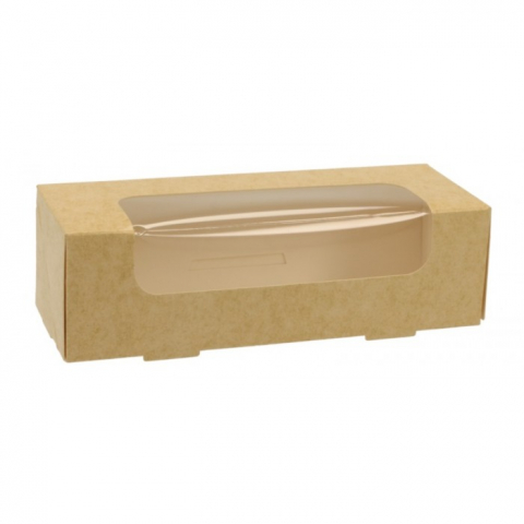 Cutii Prajituri cu Fereastra - Cutie Carton + FTL P, Kraft Natur, 170  x  60  x  50 mm/ 25 set/ 6 ba x 