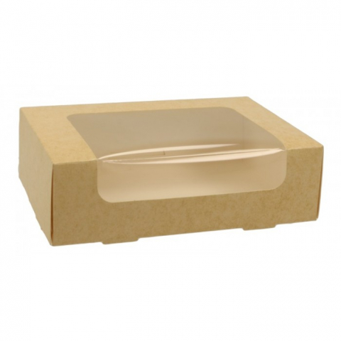Cutii Prajituri cu Fereastra - Cutie Carton + FTL P, Kraft Natur, 170  x  120  x  50 mm/ 50 set/ 6 ba x 