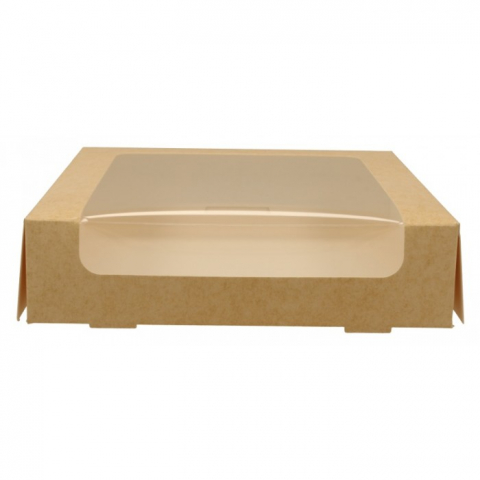 Cutii Prajituri cu Fereastra - Cutie Carton + FTL P, Kraft Natur, 200  x  200  x  50 mm/ 25 set/ 8 ba x 