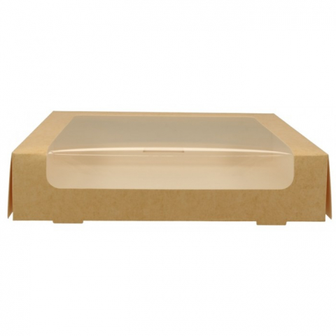 Cutii Prajituri cu Fereastra - Cutie Carton + FTL P, Kraft Natur, 230  x  230  x  50 mm/ 25 set/ 8 ba x 