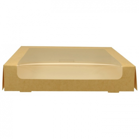 Cutii Prajituri cu Fereastra - Cutie Carton + FTL P, Kraft Natur, 250  x  250  x  50 mm/ 25 set/ 6 ba x 