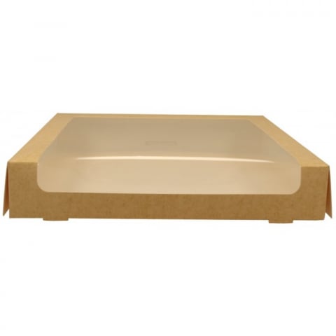 Cutii Prajituri cu Fereastra - Cutie Carton + FTL P Kraft Natur, 280  x  280  x  50 mm/ 25 set/ 6 ba x 