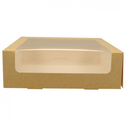 Cutii Prajituri cu Fereastra - Cutie Carton + FTL P, Kraft Natur, 250  x  250  x  80 mm/ 25 set/ 6 ba x 