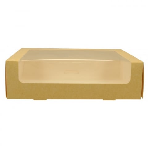 Cutii Prajituri cu Fereastra - Cutie Carton + FTL P, Kraft Natur, 280  x  280  x  80 mm/ 25 set/ 6 ba x 