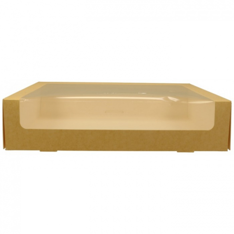 Cutii Prajituri cu Fereastra - Cutie Carton + FTL P, Kraft Natur, 350  x  250  x  80 mm/ 25 set/ 4 ba x 