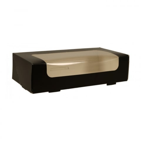 Cutii Prajituri cu Fereastra - Cutie Carton + FTL, Negru, 200  x  100  x  50 mm/ 50 set/ 6 ba x 