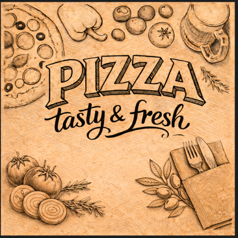 Pizza - Cutie Pizza 320 x 320 x 3.5 mm, Kraft Natur/ 100 set