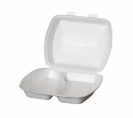Articole din XPS - Cutie Pranz 2 Compartimente XPS, Alba, 240 x 205 x 70 mm/ 100 set/ 2 bax