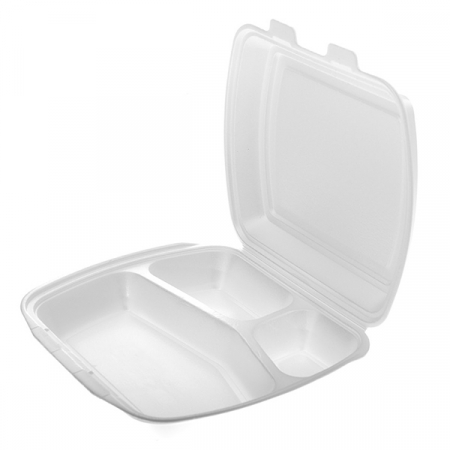 Ambalaje si Consumabile - Cutie Pranz 3 Compartimente XPS, Alba ,240 x 205 x 70 mm/ 100 set/ 2 bax