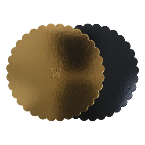 Discuri Tort Floare - Disc Carton Auriu + Negru, Floare, 260 mm/ 25 bax
