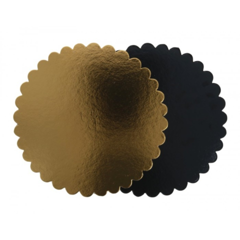 Discuri Tort Floare - Disc Carton Auriu + Negru, Floare, 220 mm/ 25 bax