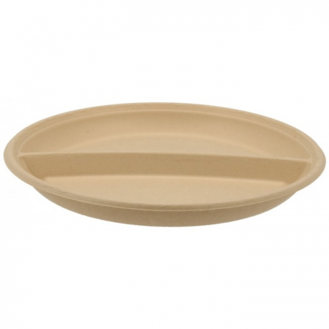 Farfurie Bio Rotunda 2 Compartimente, Natur, D220 x H22 mm/ 50 set/ 10 bax [1]
