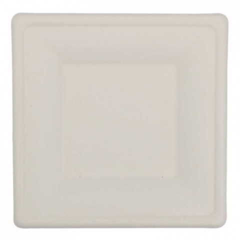 Articole din Trestie de Zahar Alb - Farfurii Bio Patrata, Alb, 160 x 160 mm/ 50 set/ 10 bax