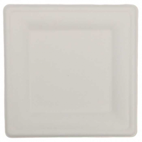 Articole din Trestie de Zahar Alb - Farfurii Bio Patrata, Alb, 200 x 200 mm/ 50 set/ 10 bax