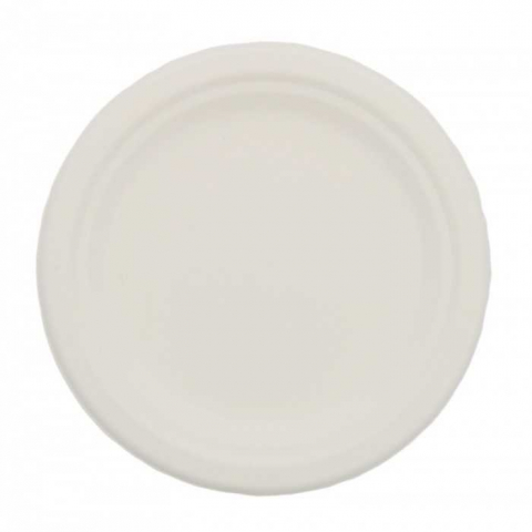 Articole din Trestie de Zahar Alb - Farfurii Bio Rotunda, Alb, 174 x 20 mm/ 50 set/ 20 bax