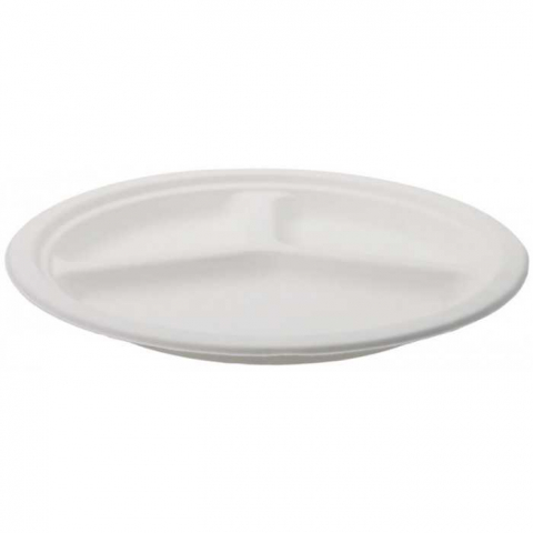 Farfurii Bio Rotunda 3 Compartimente D261, Alb, 261 x 26 mm/ 50 set/ 10 bax [1]